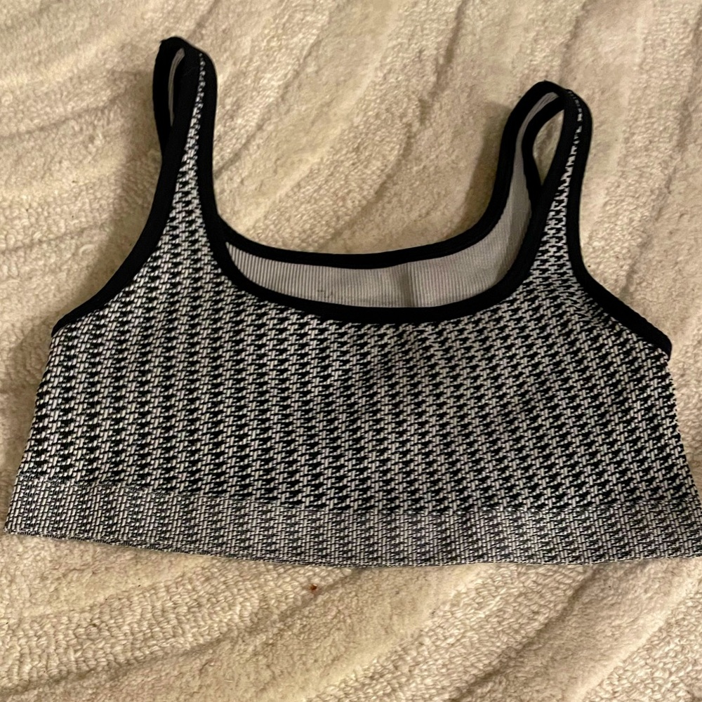 Black and White Striped Women's sports bra